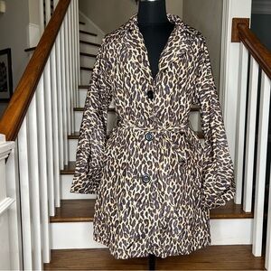 Nine West Cheetah Belted Trench Coat